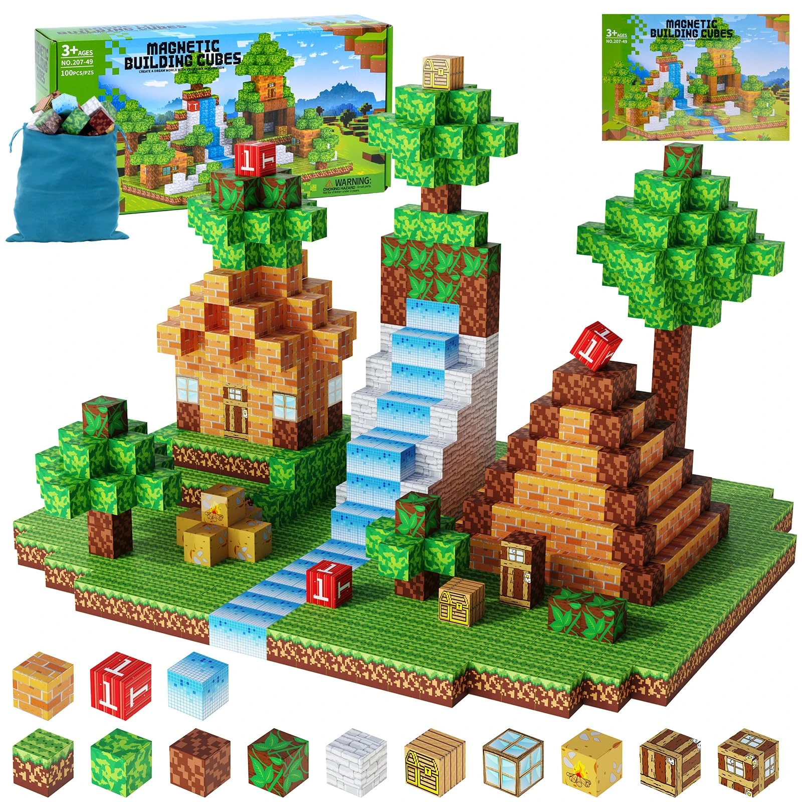 Magnetic Blocks 100PCS 1inch Magnet Toys for Kids, Magnetic Tiles Kids Build Cubes, STEM Sensory Toys for 3+ Boys and Girls