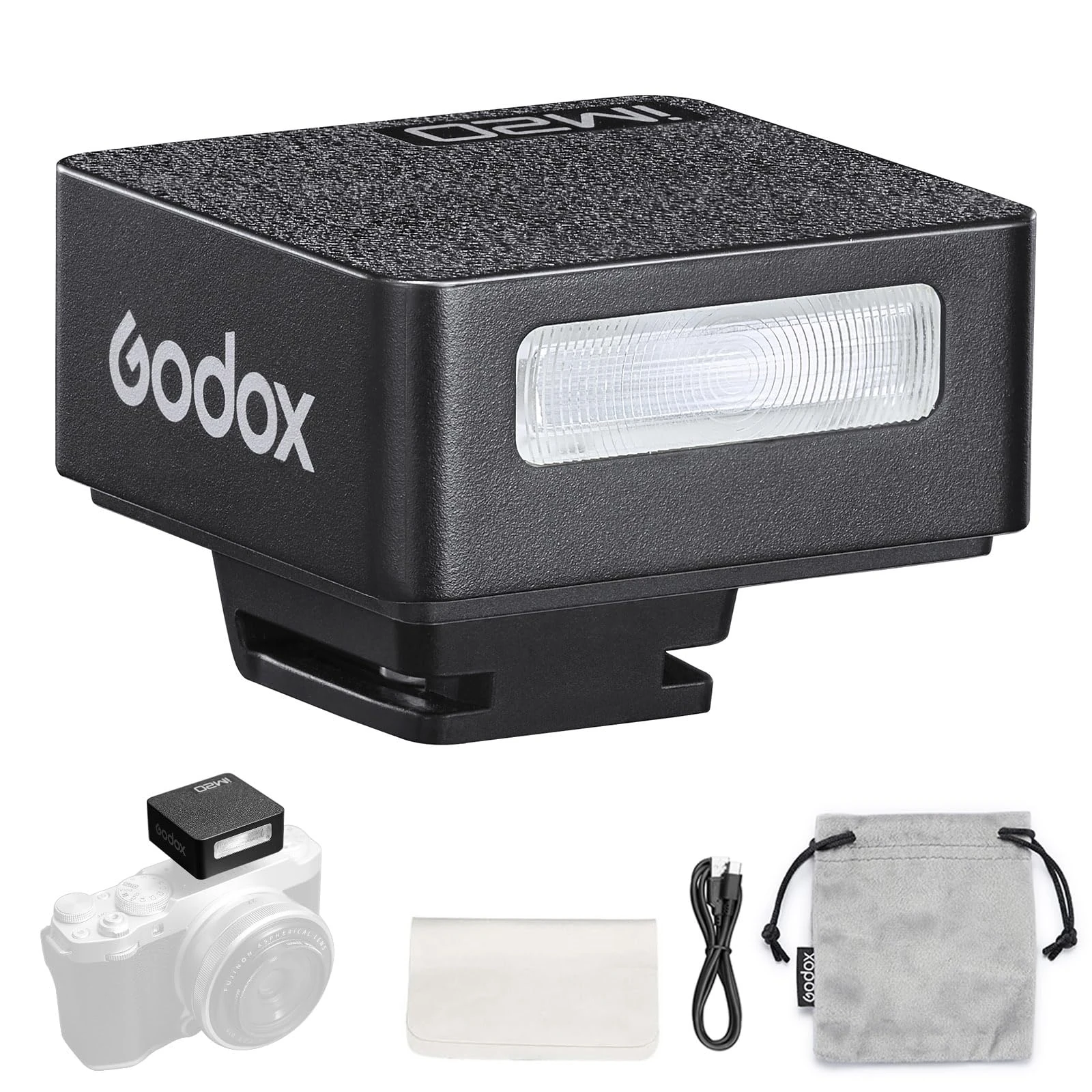 Godox iM20 Mini Camera Flash, Built-in Battery with 5 Levels Flash Power for Canon/Sony/Fuji/Nikon/Panasonic/Olympus, for Cameras with Single-Contact Hotshoe