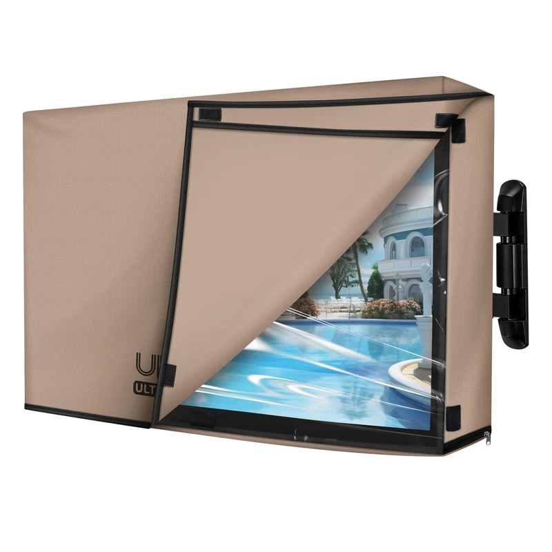 ULTCOVER Waterproof Outdoor TV Cover with Clear Front Flap for 60-65 inch Outside Flat Screen Televisions