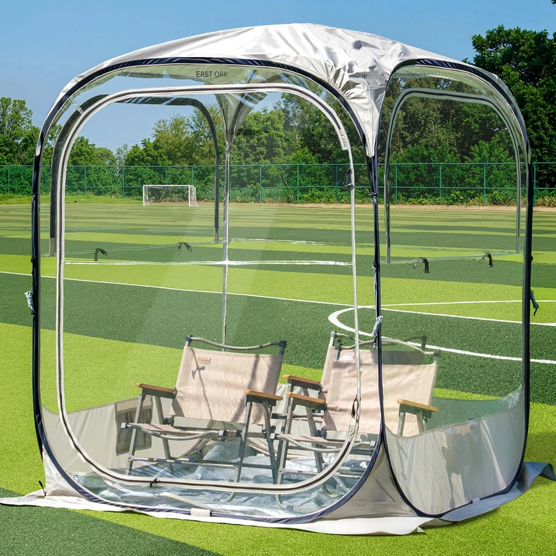 EAST OAK Clear Tent for Sport Events, Fishing & Outdoors | Pop Up Bubble Tent Instant Sun & Rain Shelter | No Condensation, Spacious Interior, Ultra Visibility | All Weather Protection | 2-3 Persons