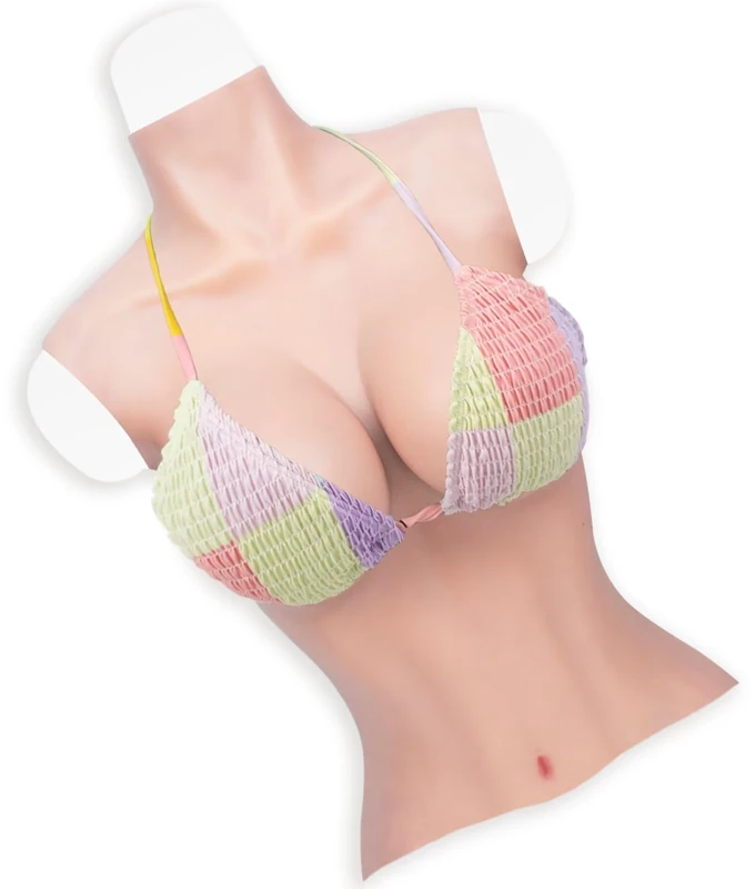 SVBEEFAR Silicone Breastplate Half Body Silicone Breast C-H Cup For Crossdressers Drag Queen Transgender, Tan, E Cup Silicone Filling