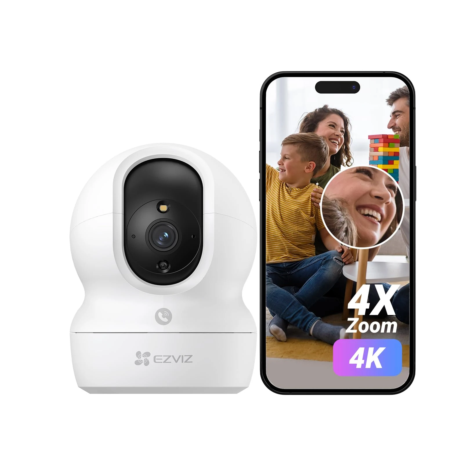 EZVIZ 4K Indoor Security Camera, WiFi Camera, Baby Monitor 5GHz 2.4GHz, 360° Pan Tilt, Smart Colour Night Vision, Auto Tracking, Two Way Audio, Pre-set Points Patrol Mode, Alexa Compatible, CP1 Pro