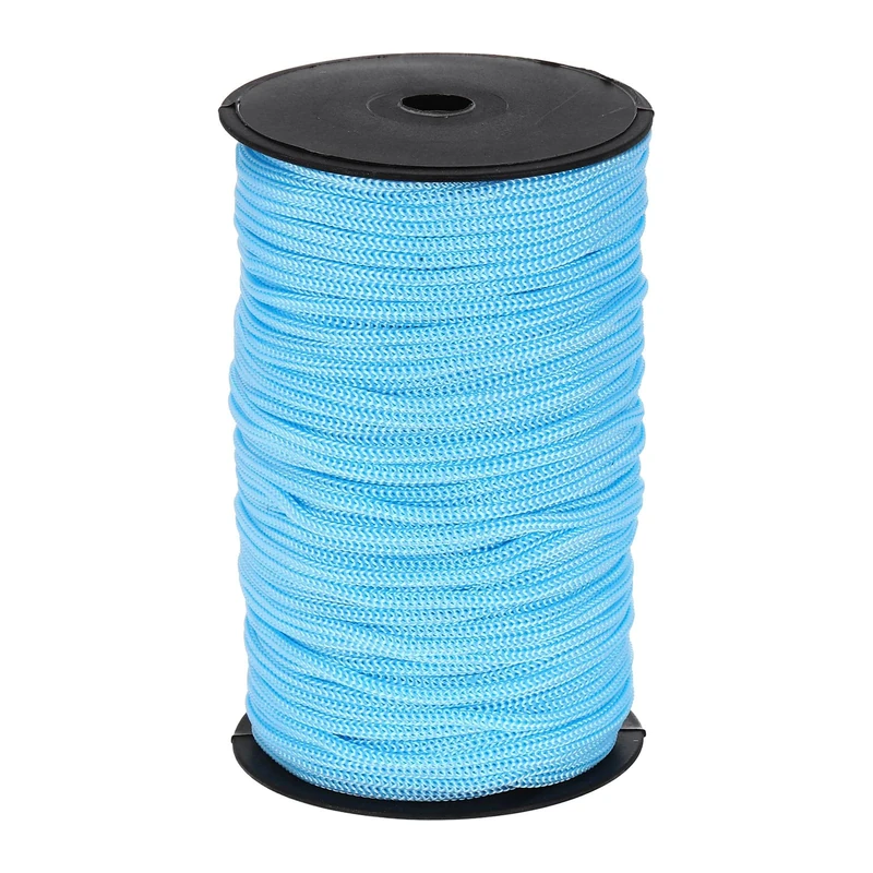 sourcing map 5mm Polypropylene Rope Braided Ropes, 100m Nylon Rope Hollow Utility Cord for Clothesline, Camping, Hiking, Outdoor, Sky Blue