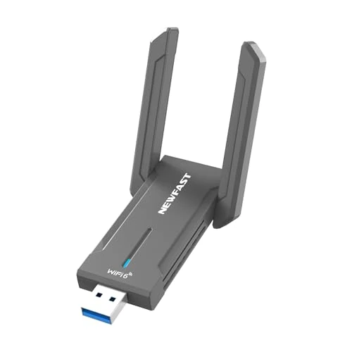 WiFi 6E USB Adapter for Desktop/PC, 5400Mbps Tri-band WiFi 6E USB Dongle Support for Windows 10/11 ONLY, WPA3, Built-in Driver