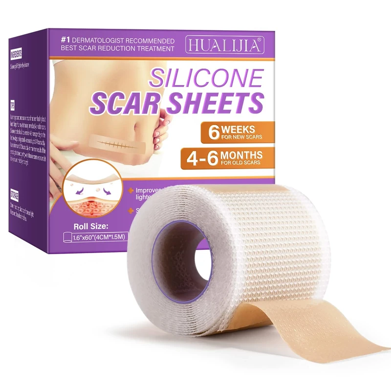 Silicone Scar Tape, Medical Grade Silicone Scar Sheets (1.6" x 60"-1.5M), Professional Scar Removal Treatment, Reusable Scar Tape for Healing Keloids, Surgeries Scars, C-Sections and Burns