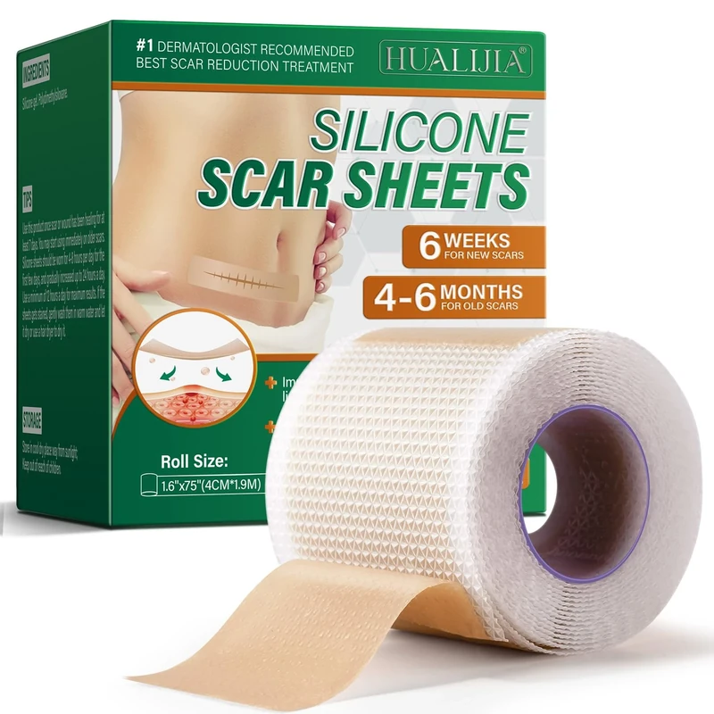 HUALIJIA Silicone Scar Tape - Sheets for C-Section Burn & Keloid Scars