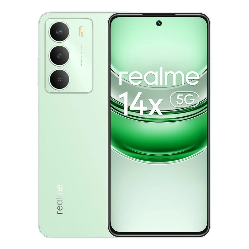 realme Smartphone 14X 5G 6+128GB, Dimensity 6300 5G, 120Hz Eye Comfort Display, 18GB Dynamic RAM, 50MP AI Camera, Peridot Green, No Adapter