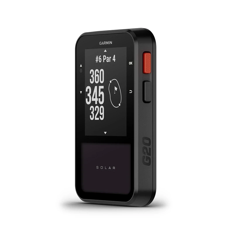 Garmin Approach G20, Solar Golf GPS Handheld, Golf Range Finder with 43,000 pre loaded Golf Courses, 2.2" high contrast screen, Unlimited battery life in sunny conditions, Belt clip included