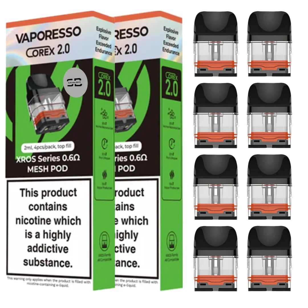 Vaporesso Xros Pods (0.6 2 x 4 Packs) - 2 x 4 Packs Available in 0.4,0.6,0.8,1.0,1.2Ω Compatible With Vaporesso Range Only - No Nicotine