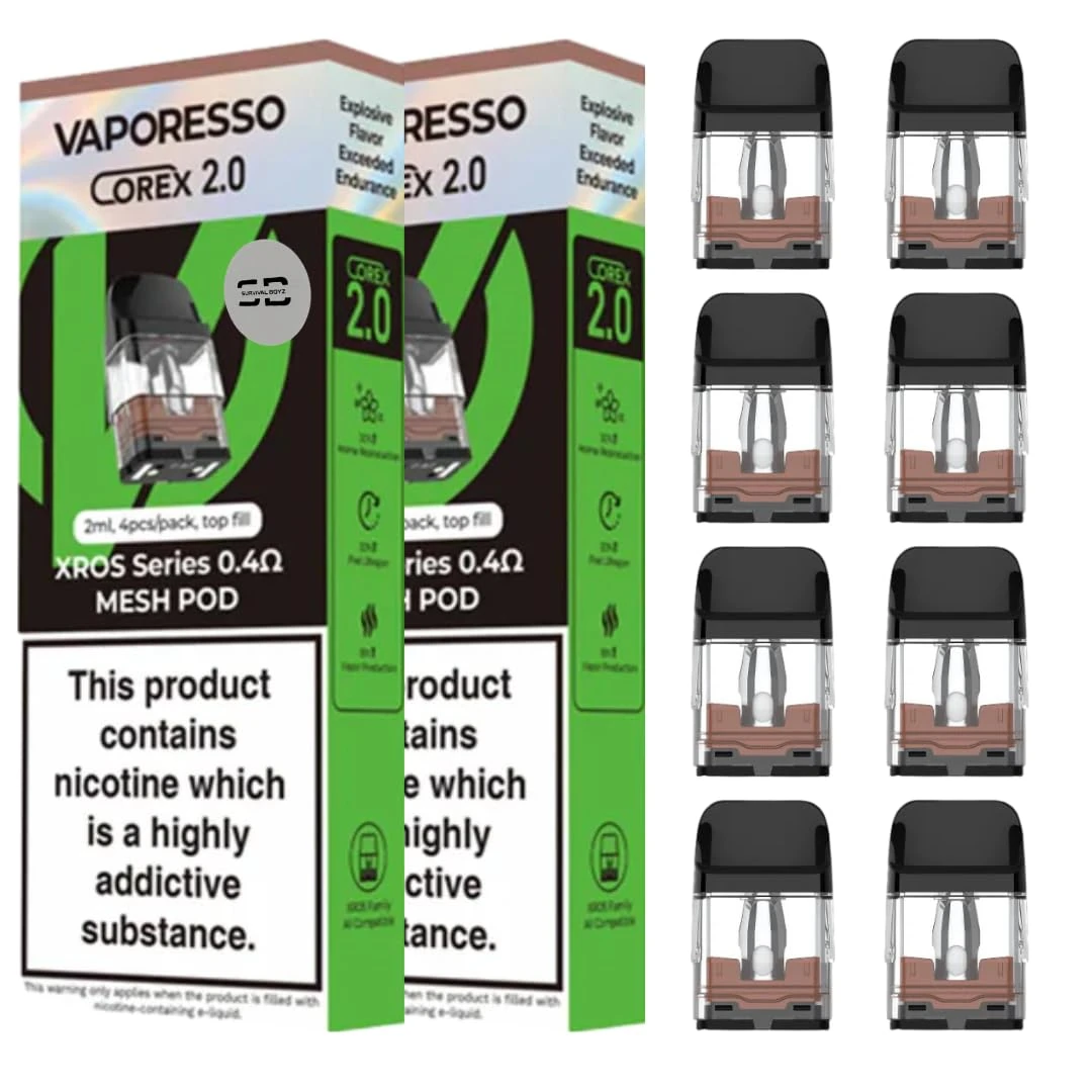 Vaporesso Xros Pods (0.4 2 x 4 Packs) - 2 x 4 Pack Available in 0.4/0.6/0.8/1.0/1.2Ω Compatible with Vaporesso Xros Range Only - No Nicotine