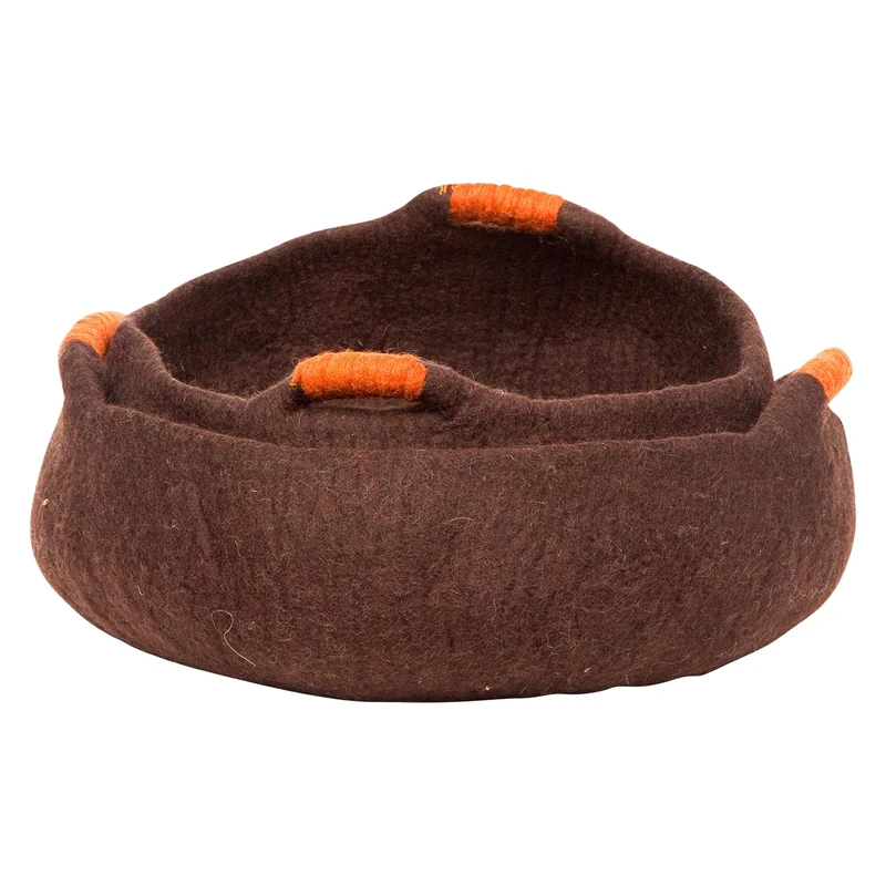 Dharma Dog Karma Cat, Super Comfortable Basket with Handles for Dogs and Cats, Ideal for Relaxation and Sleep, Brown, Size S (36 x 36 x 10 cm)