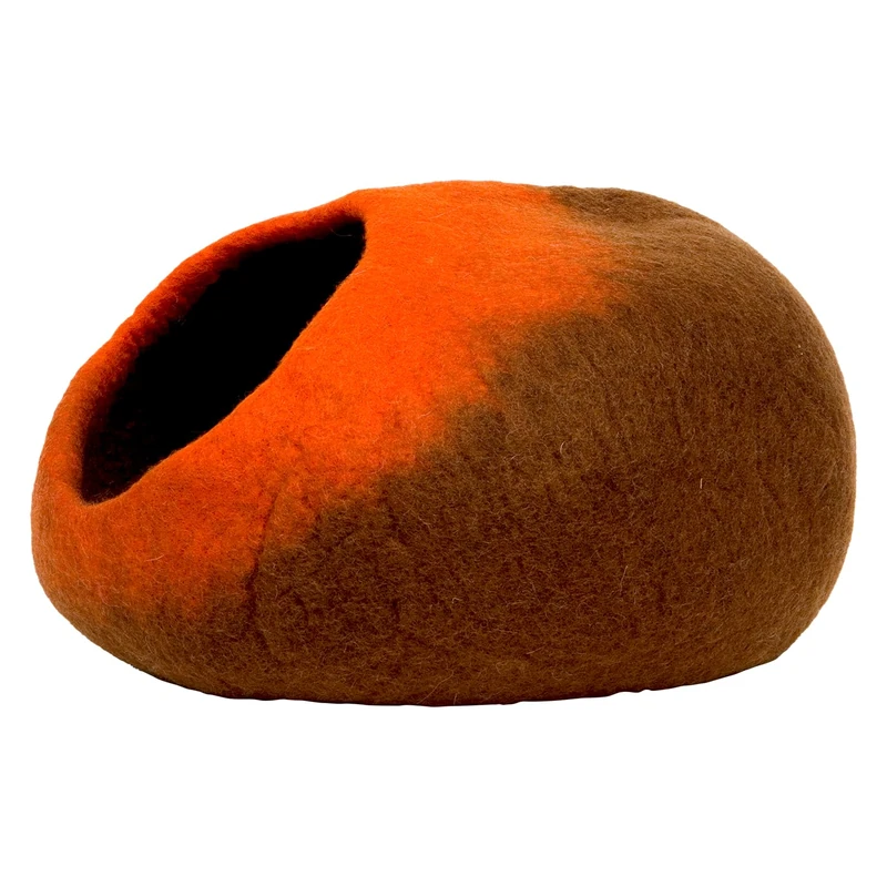 Dharma Dog Karma Cat, Pet House, Ombre Brown/Orange Design, Colourful and Fun, Easy to Install, Durable and Hygienic, for Comfort and Privacy, 50 x 36 x 25 cm - Image 1