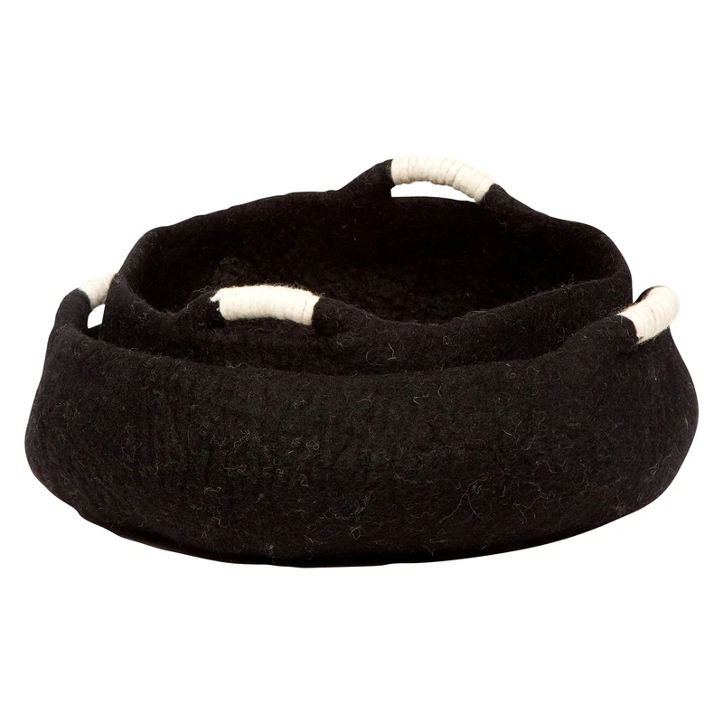 Dharma Dog Karma Cat, Comfortable Basket with Handles for Dogs and Cats, Ideal for Interiors, Elegant Design, Black, Size S (36 x 36 x 10 cm)