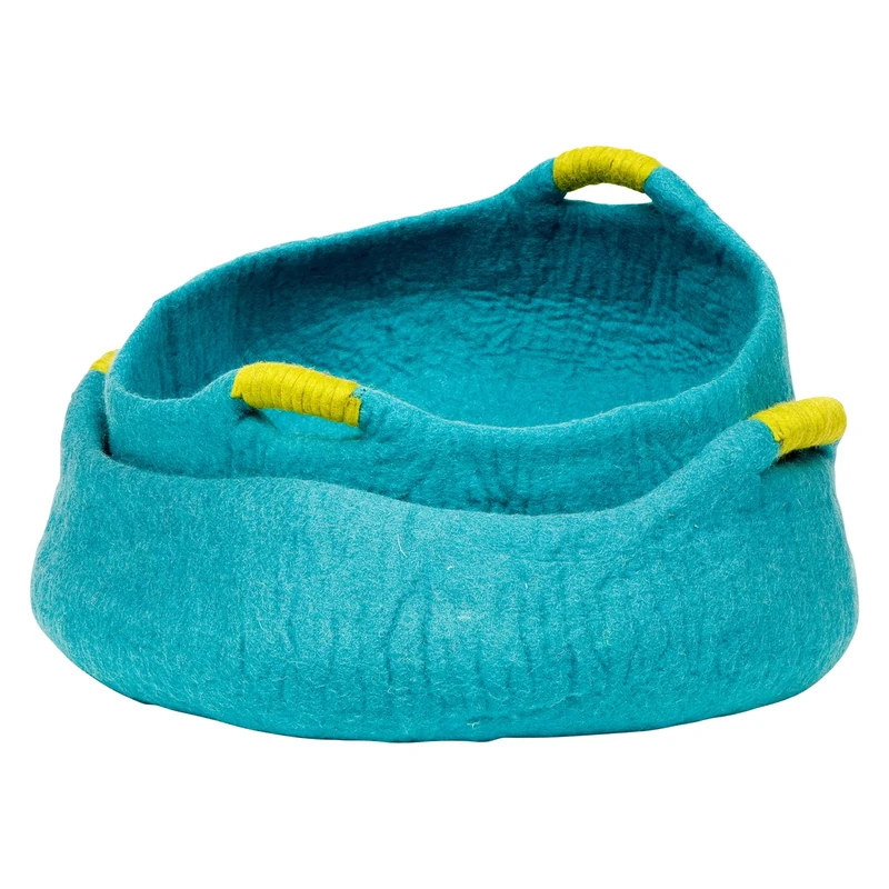 Dharma Dog Karma Cat, Aqua-S Basket with Handles for Dogs and Cats, Comfortable and Durable, Ideal for Indoor and Outdoor Use, Size 36 x 36 x 10 cm, Aqua Colour