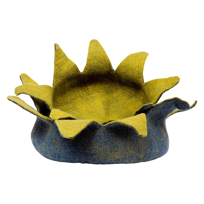 Dharma Dog Karma Cat, Petal Bed for Dogs and Cats - Optimal Comfort and Elegant Design - Size M 50 x 50 x 15 cm - Navy/Green - Image 1