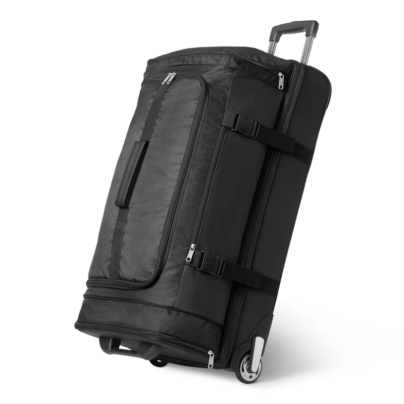 Amazon Essentials Wheeled Rolling Duffel Bag, Overnighter, Weekender, Expandable, 76.2 cm, Black