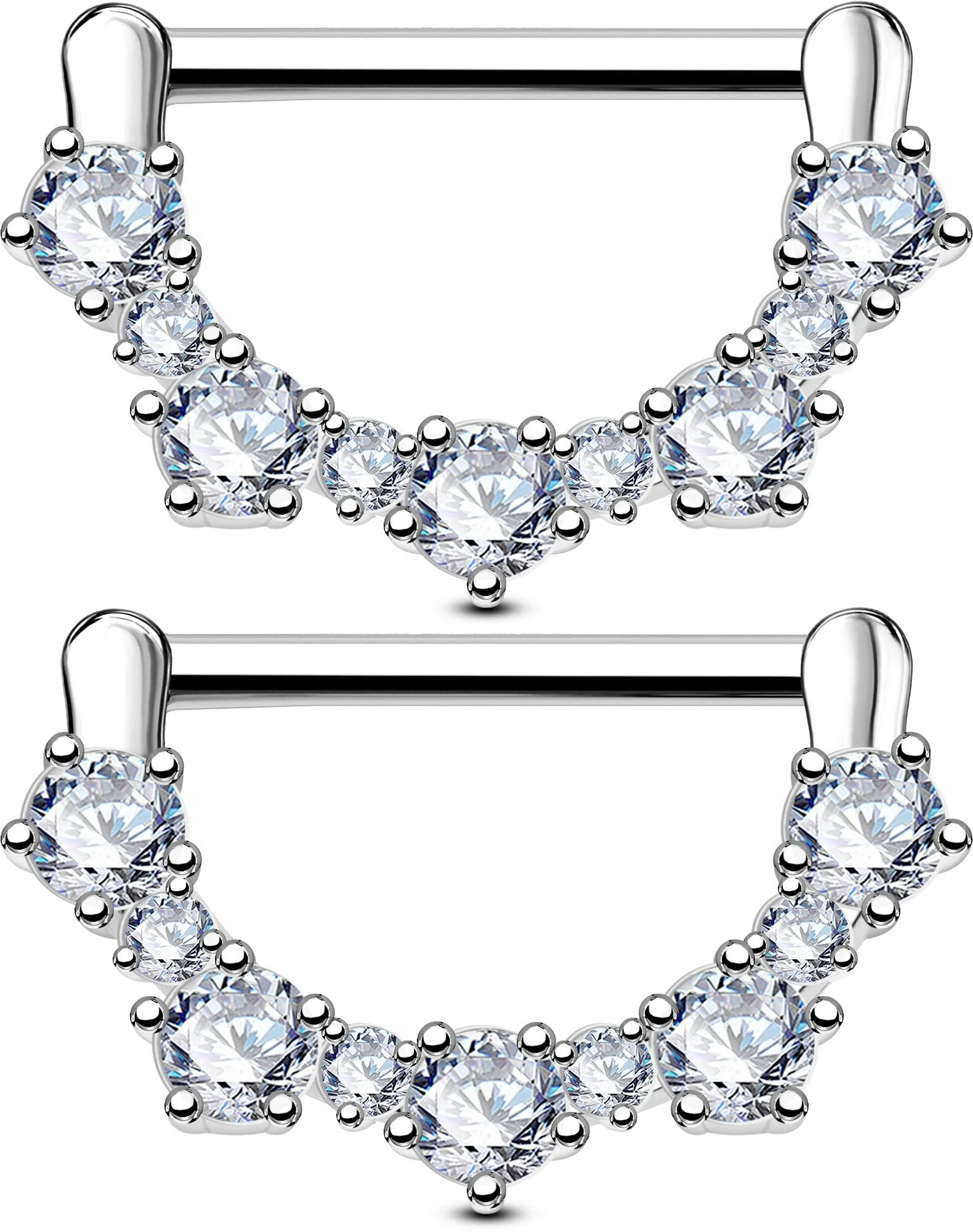 OUFER Body Piercing Nipple Piercings Bar 14G Nipple Rings 316L Stainless Steel Nipple Barbell Set 2pcs Nipple Shield Barbell Piercing Jewelry Clicker Nipple Jewellery