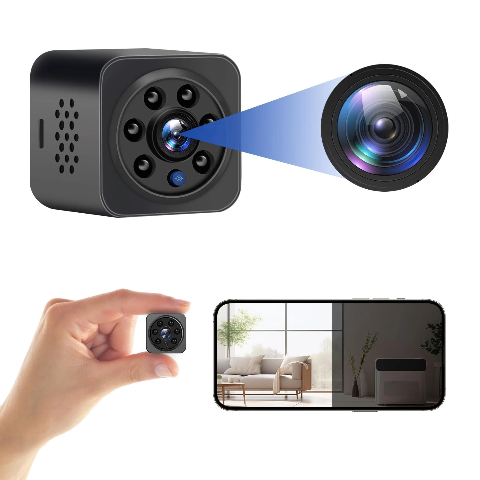 Custom Catch Mini Spy Camera WIFI Hidden | Hidden Camera Motion Detection & Night Vision for Indoor/Home