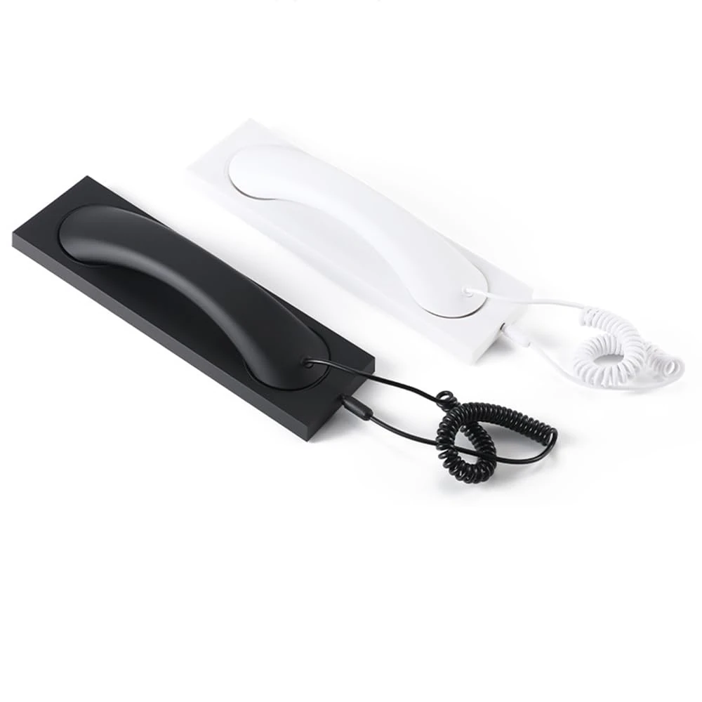 Fumei 3.5mm Retro Telephone Handset Reduce Cell Phone Radiation Mic Speaker Handheld Receiver for Andriod Phone iPhone/iPad (Black&Base)
