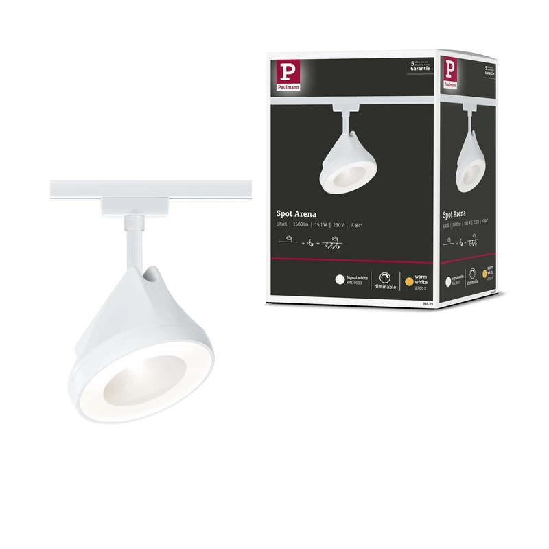 Paulmann 94899 Arena URail LED spot 850lm 15W 2700K 230V Signal White Rail System