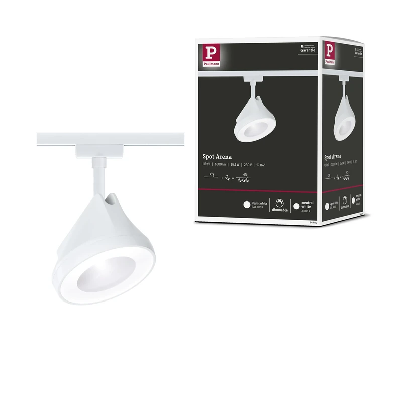 Paulmann 94900 Arena URail LED spot 900lm 15.1W 4000K 230V Signal White Rail System