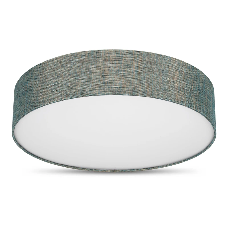 REV Ceiling Light, 50 cm Round Ceiling Light with Fabric Shade in Vintage Look, Ideal for Bedroom and Living Room, Green Gold