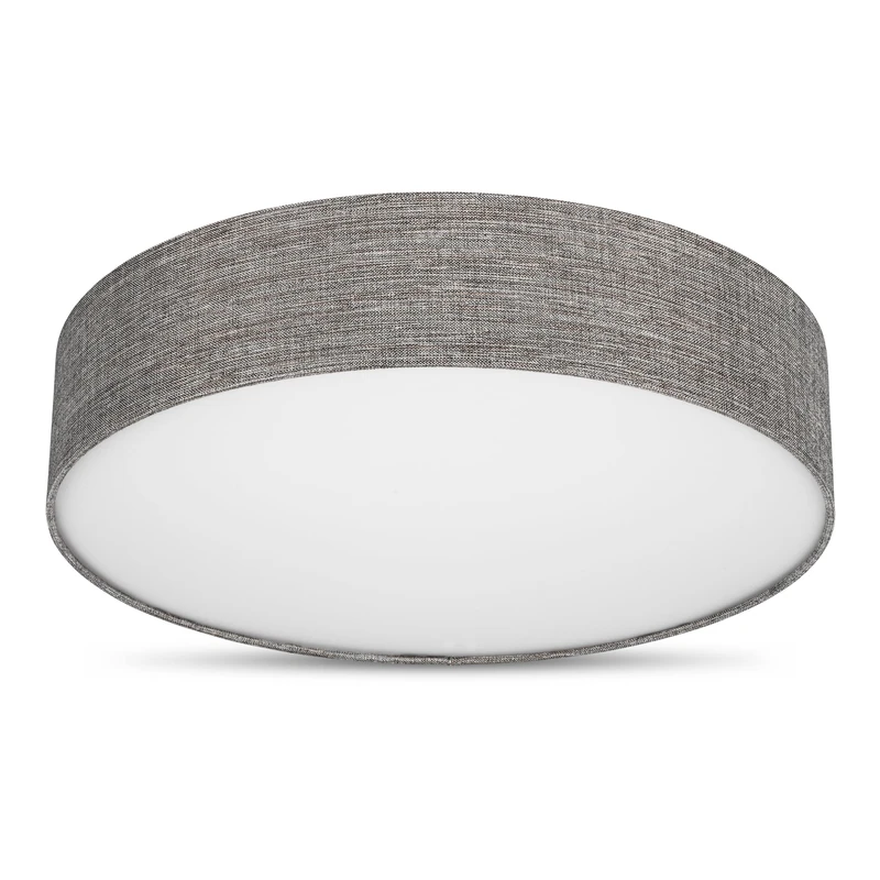 REV Ceiling Light, 50 cm Round Ceiling Light with Fabric Shade in Vintage Look, Ideal for Bedroom and Living Room, Silver Brown