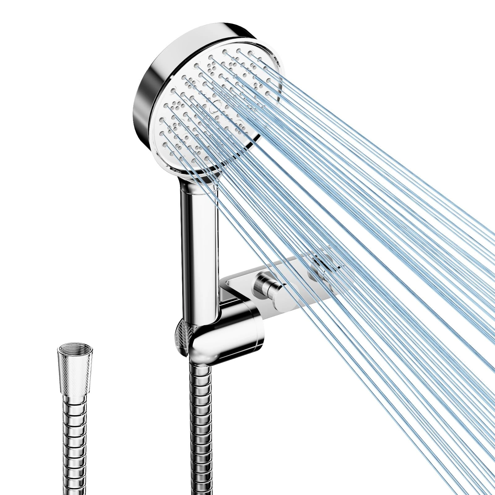 Cobbe Hard Water Filter Shower Head and 1.5m Hose with Holder, 20-Layer Filtration, High Pressure, 6 Spray Modes, Large Powerful Handheld Showerhead for Residual Chlorine Remove, Low Water Pressure