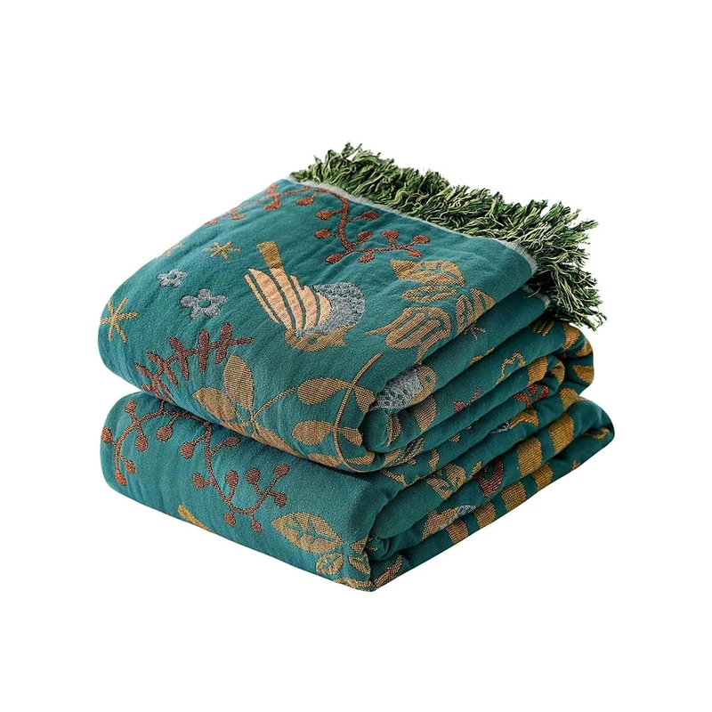 Wzvzss Boho Throw Blanket King Size for Bed, 100% Cotton Lightweight Summer