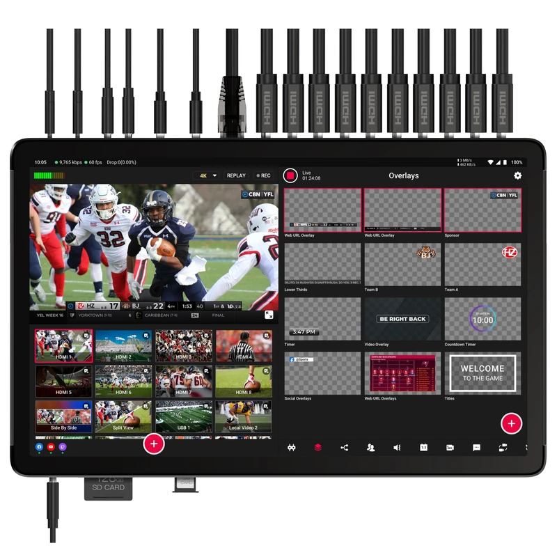 YoloLiv YoloBox Extreme, 4K NDI All-in-One Live Streaming Equipment with 8 HDMI Inputs, 2 HDMI Out, ISO Recording, for Facebook, YouTube, RTMP, SRT