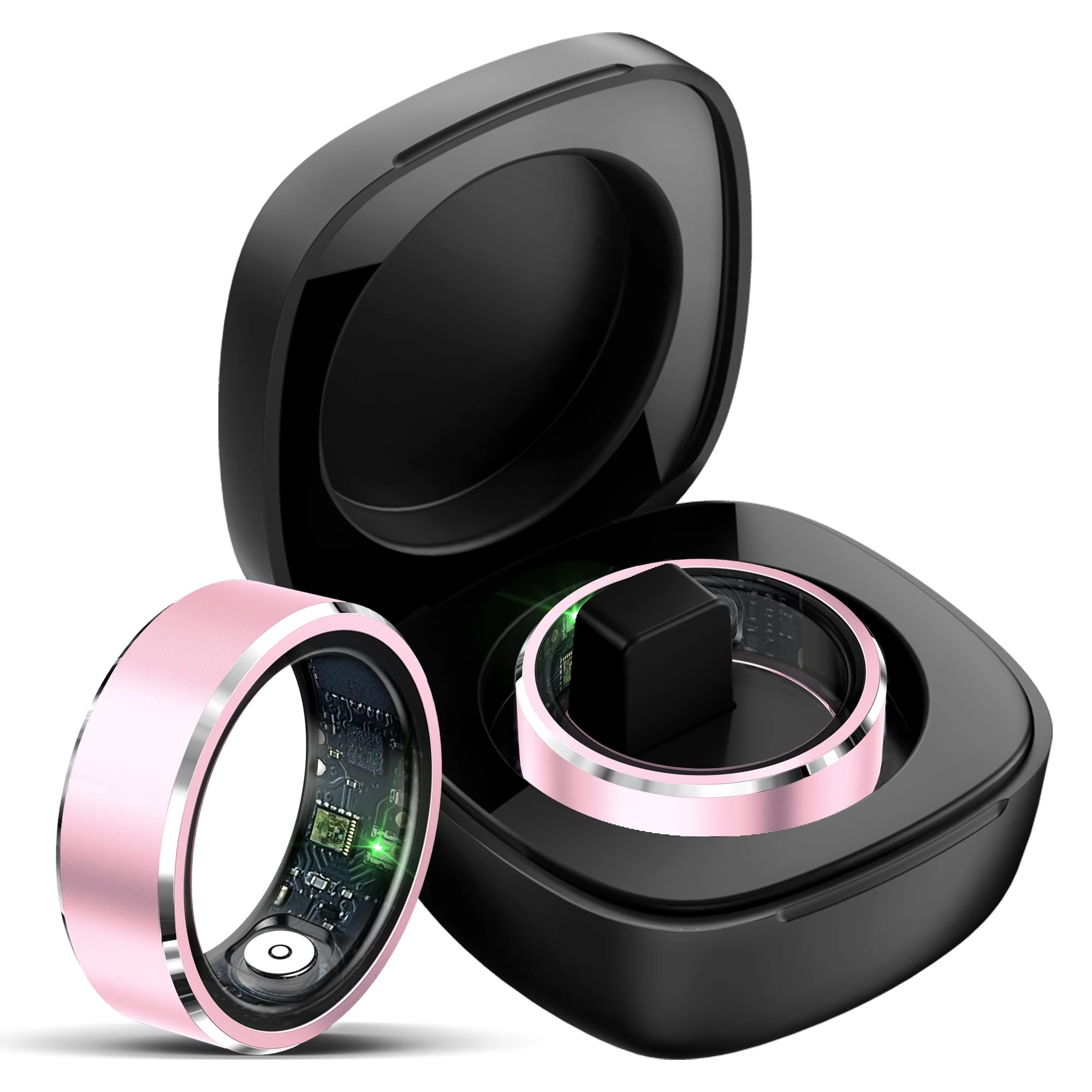 Smart Ring Fitness Ring Heart Rate Monitor Sleep Ring Pedometer Rings Sports Fitness Tracker Camera Remote Pink Ring for Ladies Women Smart Rings for Android iOS Phone
