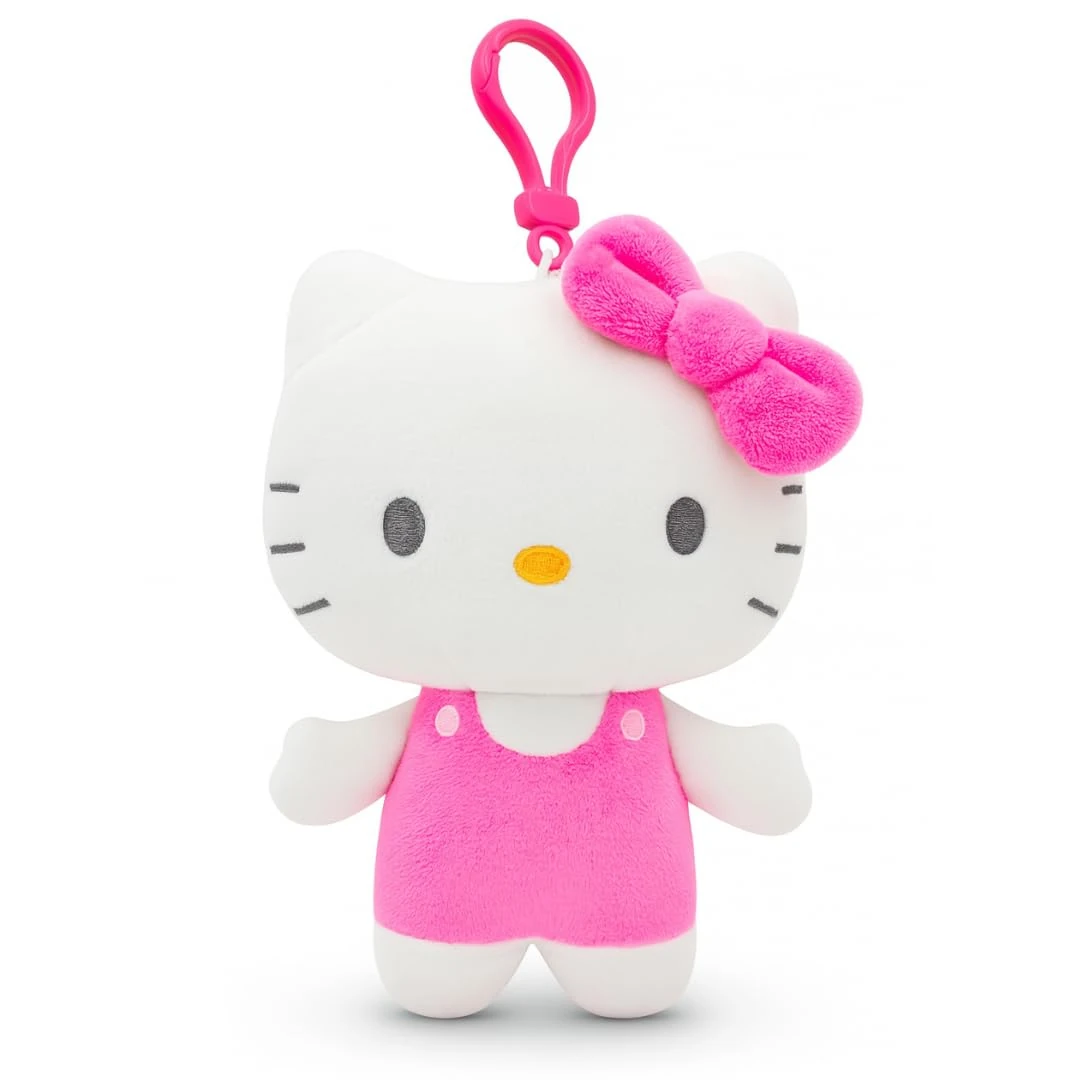 Simply Toys Hello Kitty Official Plush Keychain - 16cm Full Body Design with Charming Hot Pink Dress, Adorable Collection, Gifts, Keychain