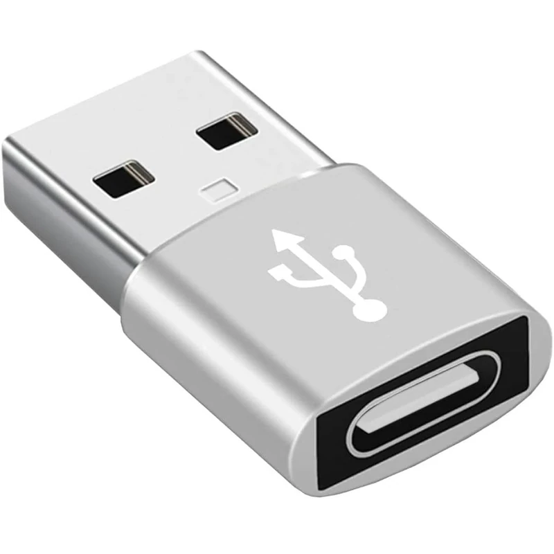 USB to USB C Adapter for i-Phone 16 15, PD 20W USB-C Type C Fast Car Charger Adapter Plug for i-Phone 14, 13, 12, 11, Sam-sung S24, S23, S22 S21 S20 and More, Type C Female to USB A Male (Silver)