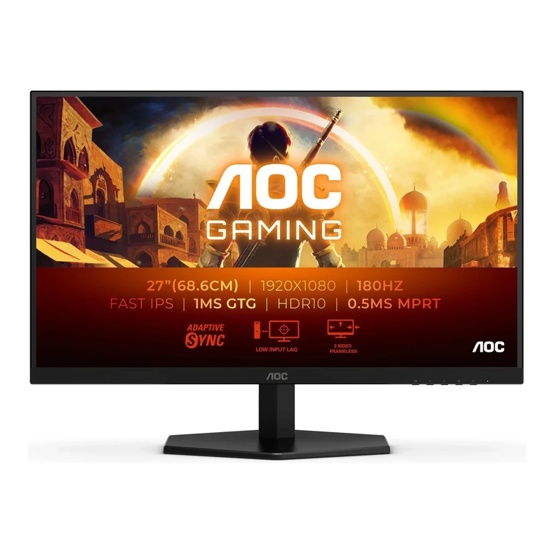 AOC Gaming 27G42E – 27 Inch Full HD Monitor, 180 Hz, 1 ms, FreeSync Premium, G-Sync Compatible, HDR10 (1920x1080, 1x HDMI 2.0, 1x DisplayPort 1.4) black