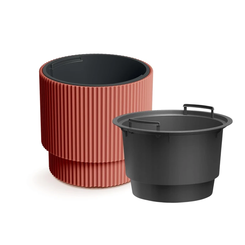 B2C Plant Pots Flower Planter 7 Colours 2 sizes Tall Wavy Plastic Pot Boho Elegant Textured Plastic Lightweight Home Garden Patio (Copper, 30cm - 17L)