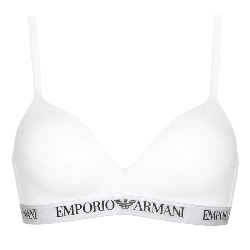 Emporio Armani Woman's Essential Cotton Padded Triangle Bra, White, XL - Image 1