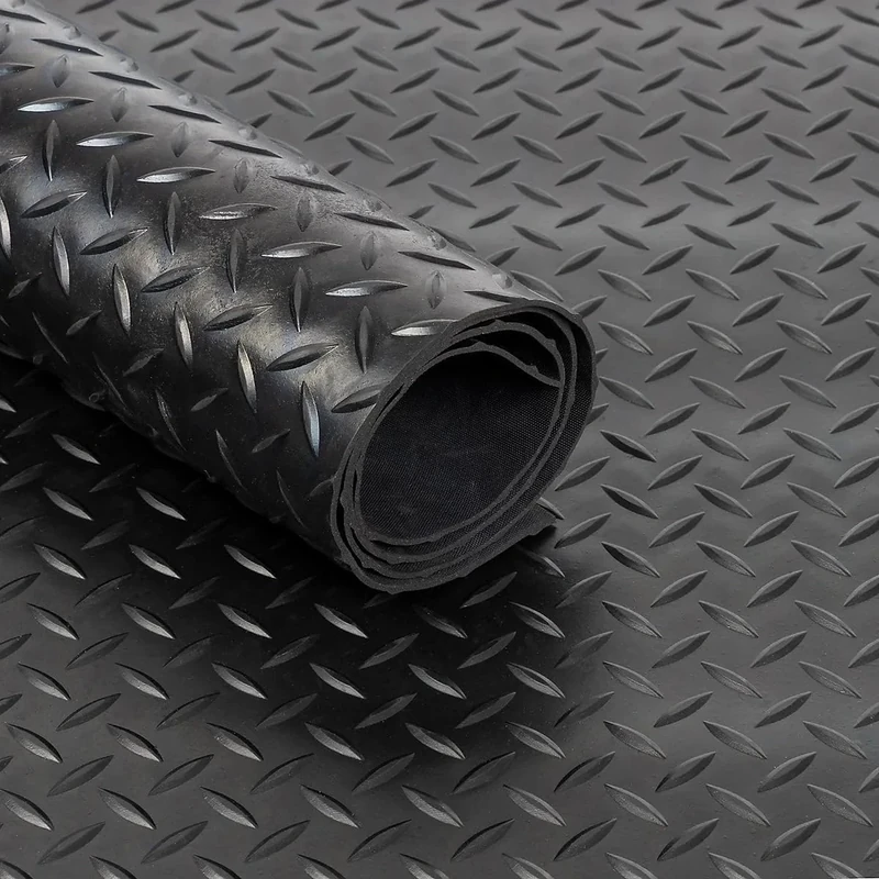 Black Rubber Matting Roll | Thick Heavy Duty Flooring Mat, Indoor & Outdoor, Non-Slip, Waterproof & Easy to Cut | Ideal for Garage, Vans, Gym, Shed Floor | 1.5m Width 3mm (Checker Plate, 4m x 1.5m)