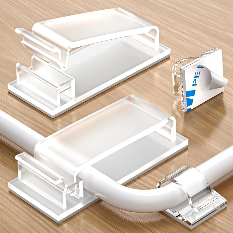 Septeamay 70-Pc Self Adhesive Cable Clips - Small & Large Transparent