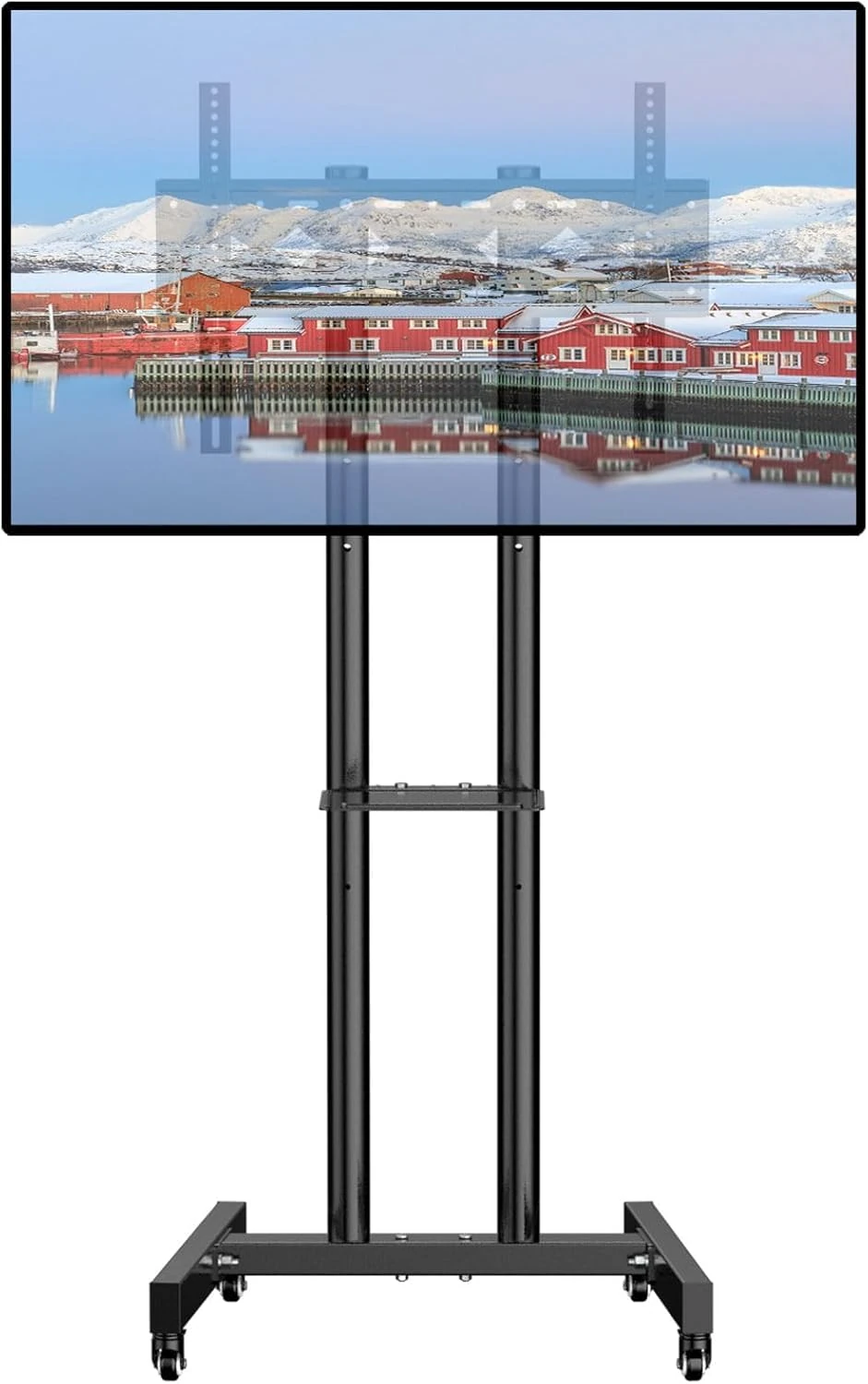 JXMTSPW Mobile TV Cart for 32-70 Inch LCD LED OLED Flat Curved Screen TVs Monitor Height Adjustable Rolling Floor TV Stand Universal Holds up to 110lbs Max VESA 600x400mm Portable TV Stand on Wheels