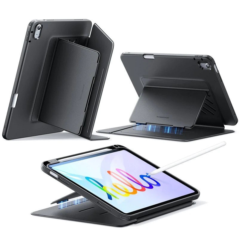ESR for iPad (A16) 11th Generation Case, iPad 11th/10th Gen Case (2025/2022), Vertical Stand Cover, Multi Stand Angles, Ultra-Stable Cover with Pencil Holder, Flip Magnetic Series, Black