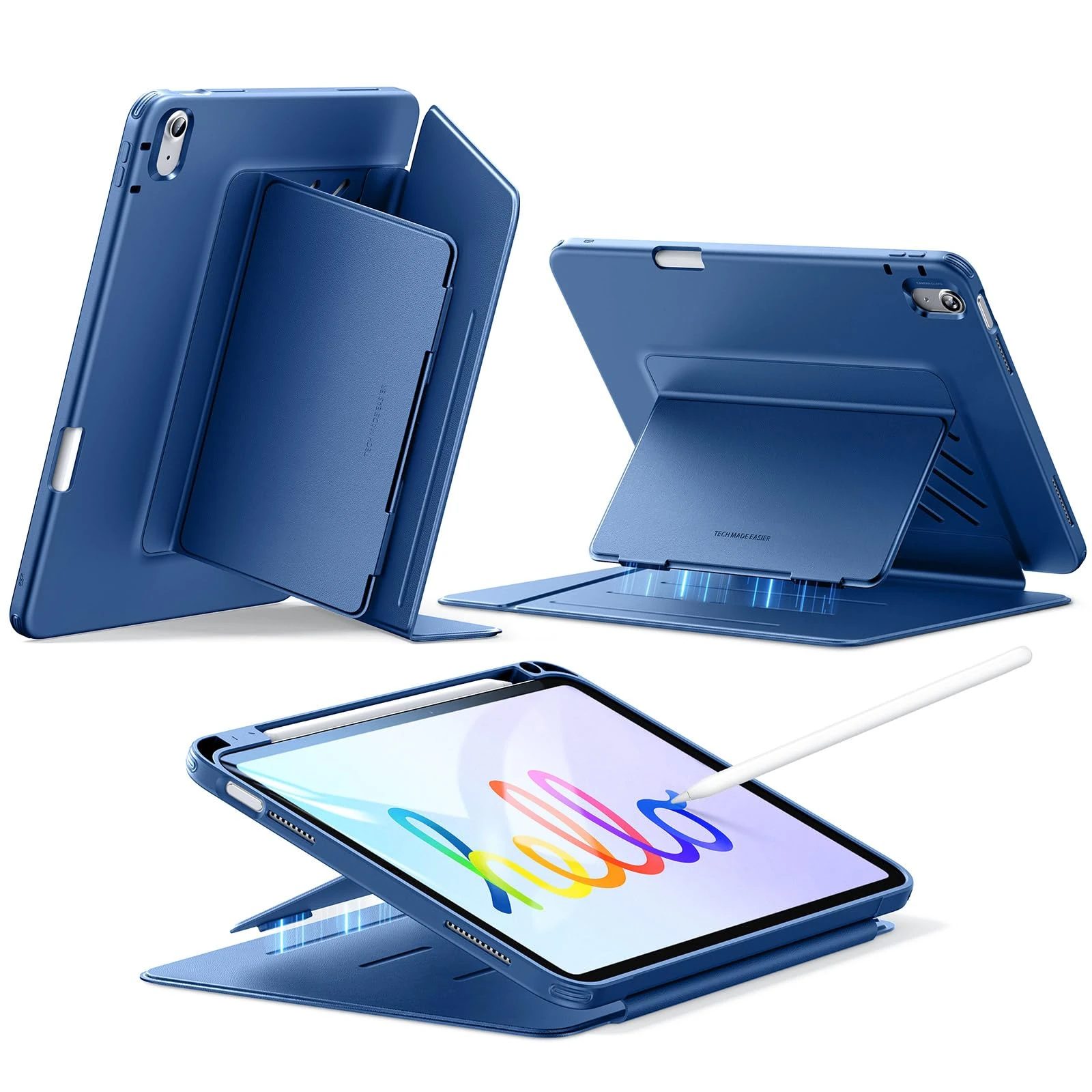 ESR for iPad (A16) 11th Generation Case, iPad 11th/10th Gen Case (2025/2022), Vertical Stand Cover, Multi Stand Angles, Ultra-Stable Cover with Pencil Holder, Flip Magnetic Series, Blue