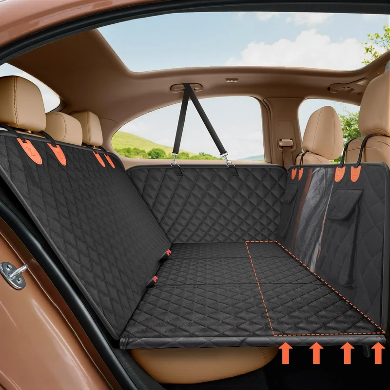 Gimars Hard Underside Widened Dog Blanket Car Rear Seat Supports 181 kg, 157 x 132 cm Scratch-Resistant Waterproof Dog Car Seat Back Seat with Viewing Window Safety Belt for Cars SUV