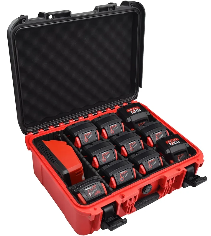 Turokacase Milwaukee M18/M12 Battery & Charger Extra Large Hard Storage Box with Adjustable Dividers (CASE ONLY) - Image 1