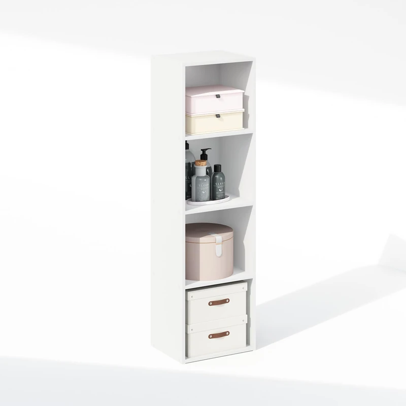 Furinno REED Closet Organizers and Storage, 4-Tier Closet Organizer, Open Shelf Closet Storage, for Wardrobe, Bedroom, Living Room, White