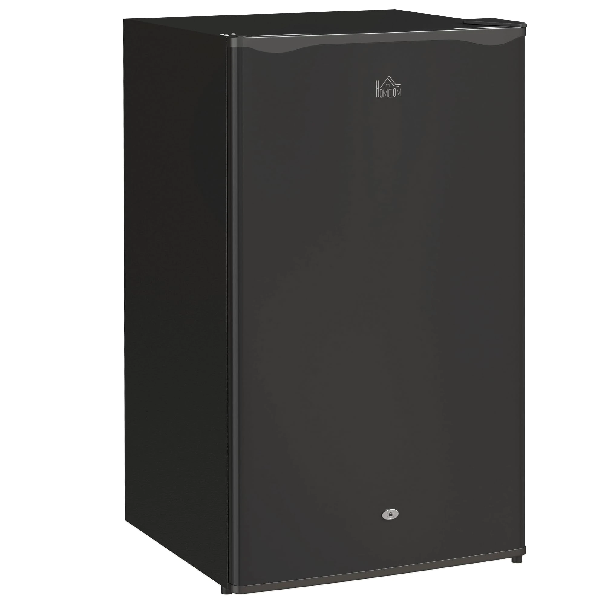 HOMCOM 91 Litre Under Counter Fridge Freezer with Lock, Small Fridge Freestanding with Chiller Box, Adjustable Thermostat, 47.5cm Wide, Black