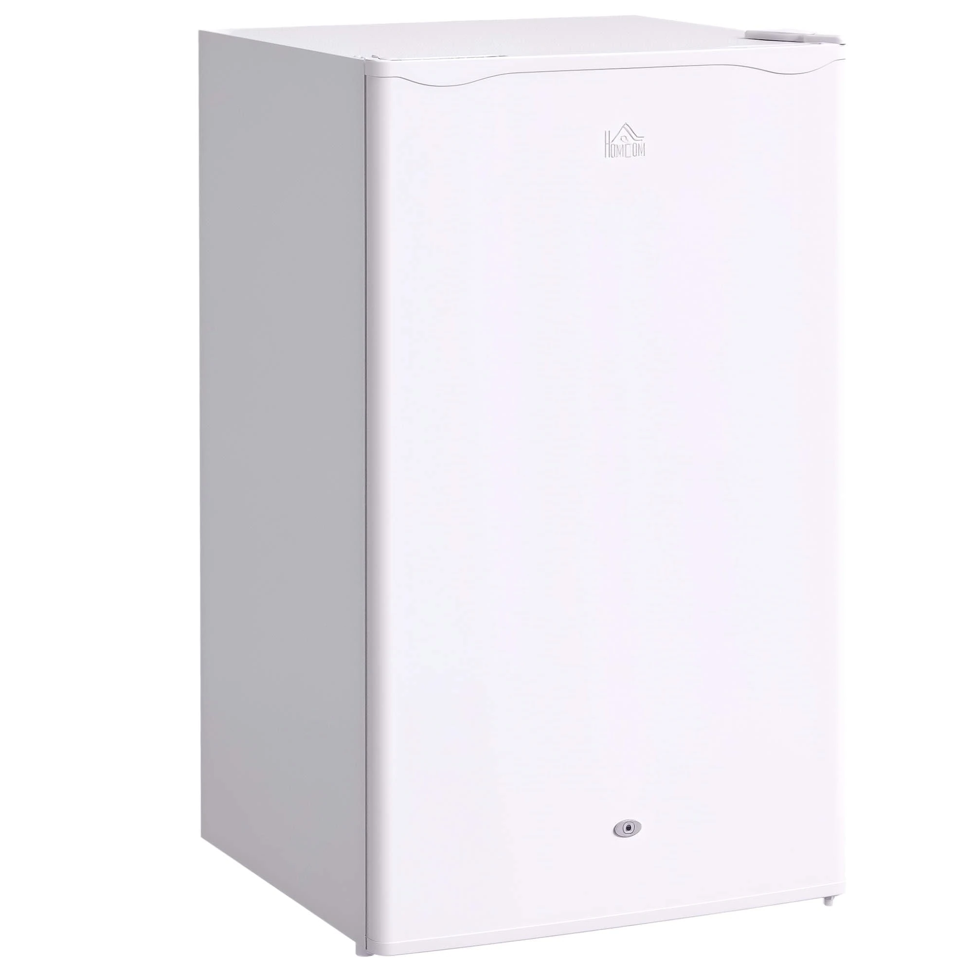HOMCOM 91 Litre Under Counter Fridge Freezer with Lock, Small Fridge Freestanding with Chiller Box, Adjustable Thermostat, 47.5cm Wide, White