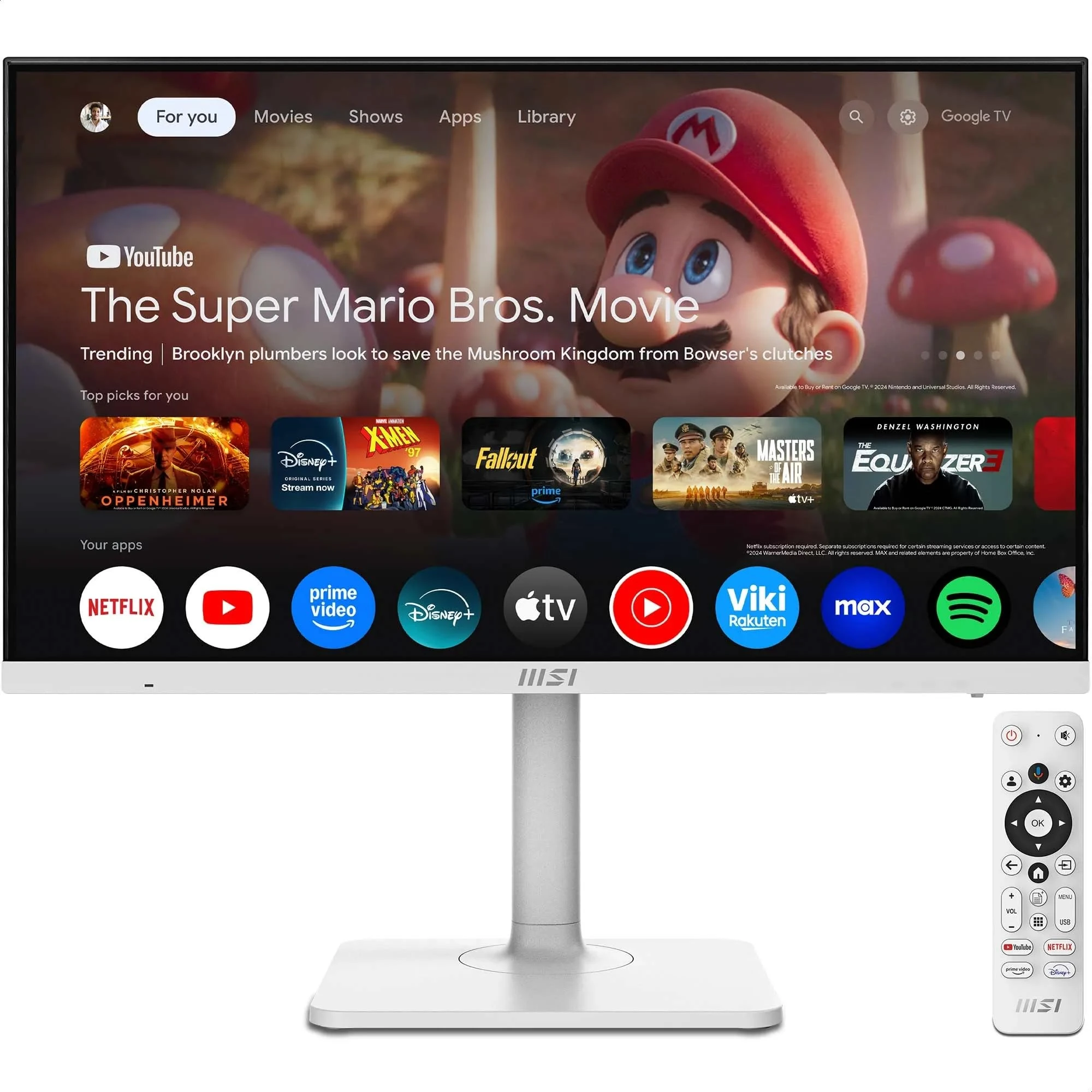 MSI Modern MD272UPSW 27-Inch 4K UHD Google TV Smart Monitor - Google Assistant, Dolby Audio, Wireless Display, Multi Control - WiFi 5, Bluetooth 5.0, LAN, HDMI 2.0b, DP 1.4a, Type-C 65W PD, USB-A, KVM