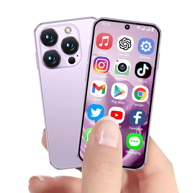 BLKE Upgraded Mini Phone 4G Mini Smartphone Unlocked 3.88" HD Full Screen 1950mAh Android 12,Dual SIM 4GB+64GB,World's Smallest Tiny Cell Phone 4G Small Mobile Phones for Kids GPS Face ID (Pink-64G)