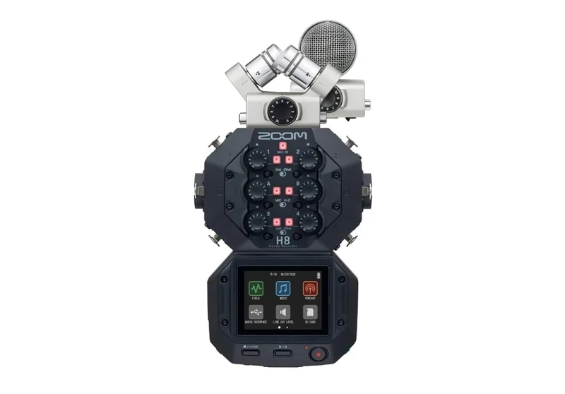 ZOOM H8 Handy Recorder MS Pack Limited Special Edition with 2 microphone capsules XYH-6 and MSH-6 in silver, suitable for a wide variety of recording situations, music, podcasts and field recording.