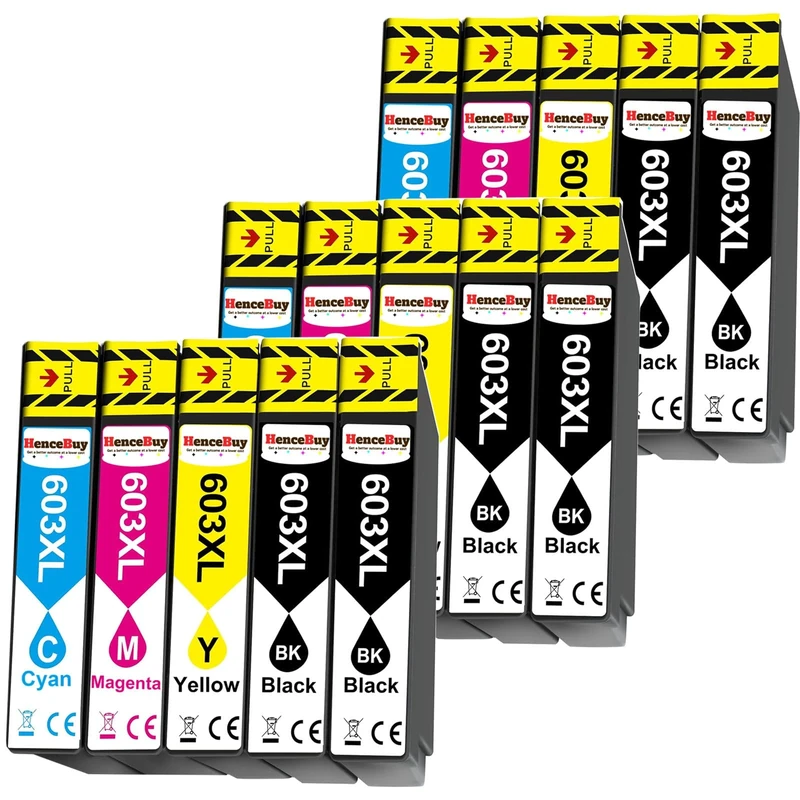 HenceBuy 603 Ink Cartridges XL Compatible for Epson 603XL Multipack for Expression Home XP4100 XP4150 XP3105 XP3150 XP2100 XP2105 XP2150 XP2155 Workforce WF-2830 WF2810 WF2820 WF2850 WF2835 15PK